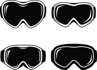 Collection of Ski and Snowboard Goggles Vector Icons - Winter Sports Eye Protection Design Elements