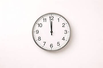 Minimal wall clock showing midnight on white background, New Year countdown concept
