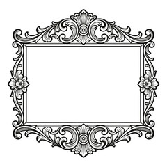 Victorian Engraved Frame in Black Ink Style