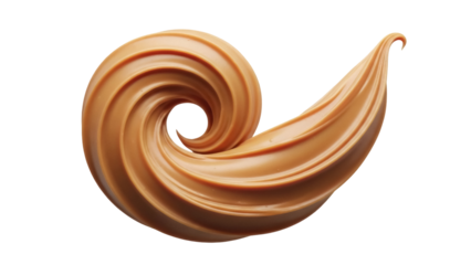 Swirl of peanut butter isolated PNG on transparent background, creamy spread for sandwiches and snacks, delicious dessert topping