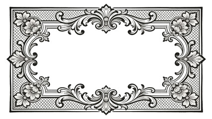 Victorian Engraved Frame in Black Ink Style