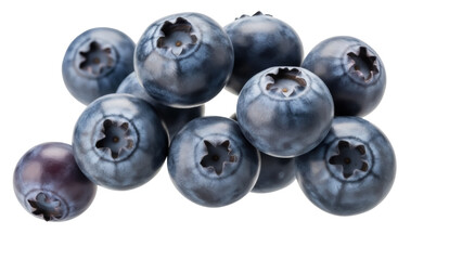 Pile of fresh blueberries PNG isolated on transparent background, healthy antioxidant-rich fruit...