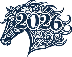 chinese character horse new year 2026 graphic