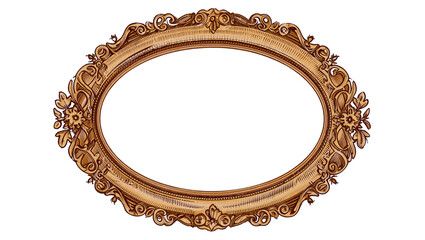 Antique Oval Floral Engraved Frame in Sepia Tones