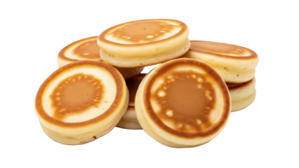Stack of fluffy souffle pancakes PNG isolated on transparent background, delicious breakfast food for dessert or brunch