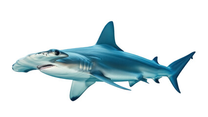 Obraz premium Hammerhead shark PNG isolated on transparent background, marine predator with distinctive head shape and powerful swimming ability, wildlife