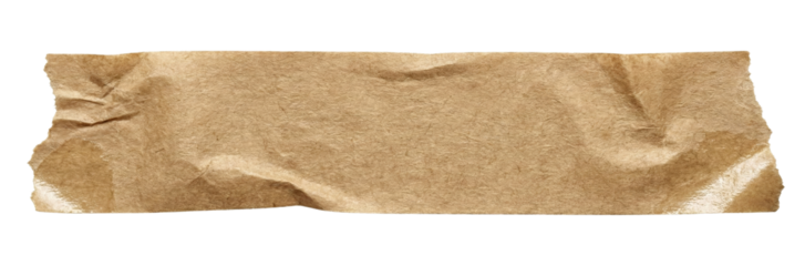 Brown kraft paper tape strip. Crumpled adhesive masking tape texture