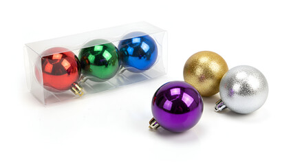 Vibrant Set of Classic Christmas Mini Ornaments &mdash; Smooth Glossy Balls in Primary Colors for Festive Tree Decor

