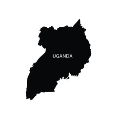 Fototapeta premium Map of uganda with country name in white capital letters on black silhouette