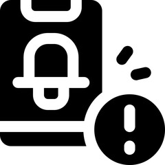 alarm glyph icon. Strong and solid vector icon for websites, mobile interfaces, presentations, and visual branding. High quality and easy to edit.