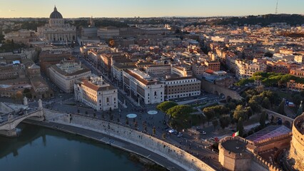 Obraz premium Piazza Pia a Roma, Italia. La nuova piazza realizzata nel 2025 per il giubileo, che collega Castel Sant'Angelo alla Basilica di San Pietro.