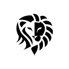 Lion Head Silhouette Vector Design. Logo template.