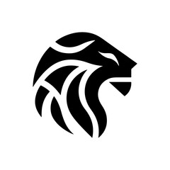 Lion Head Silhouette Vector Design. Logo template.