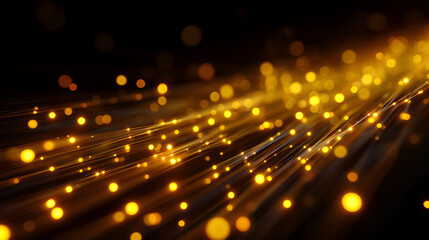 Golden Path of Light: Dynamic ribbons of radiant, golden light streams across a dark background, evoking a sense of forward momentum and technological progress.