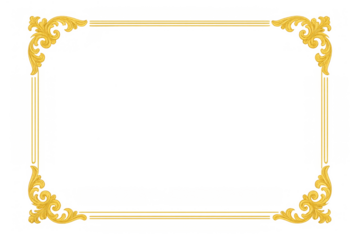 Gold vintage frame with ornate baroque corners, decorative elegant border for luxury design template, transparent background