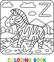 Obraz premium Funny zebra. Animals coloring book for kids