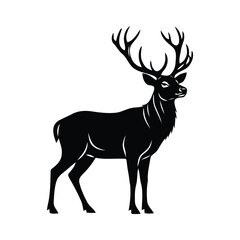 Fototapeta premium Standing Deer Black Silhouette Vector Illustration