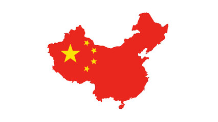 Simple solid red map of China, isolated white background. © Suhadi