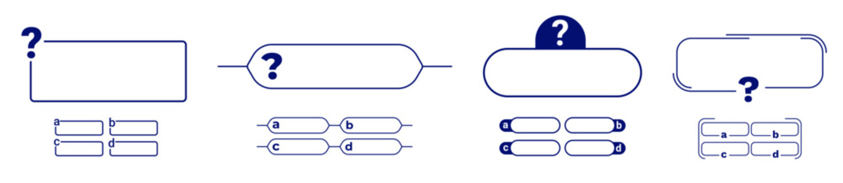 Versatile quiz template featuring question marks and answer options, ideal for educational purposes.