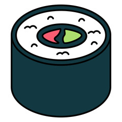 Simple Outline Sushi Roll Japanese Food Illustration Icon