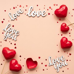 Romantic Love Hearts and Message Frame for Valentines Day