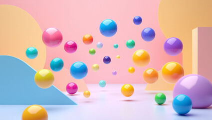 Abstract Pastel Geometric Spheres Background