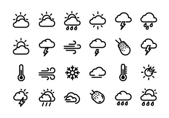 Obraz premium Collection of weather icons representing various conditions and elements