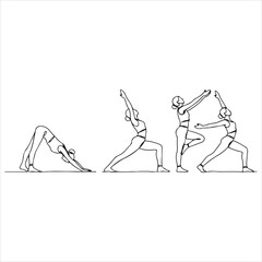 Fototapeta premium Yoga Poses Line Art Illustration themes