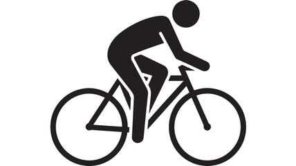 Fototapeta premium Cyclist Silhouette in Dynamic Pose with Simple Design on White Background for Sports Icon
