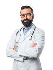 Fototapeta premium Confident doctor with arms crossed isolated on transparent background