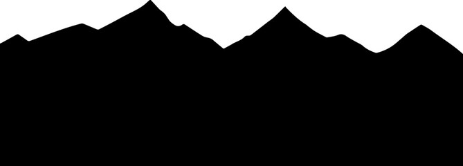 Dramatic mountain range silhouette creates powerful nature or adventure concept, ideal for outdoor brand or travel campaign, originally a scalable vector graphic