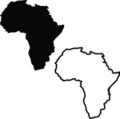 Obraz premium Two depictions of the african continent one solid and one outlined silhouette