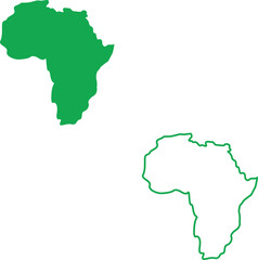 A green filled and white outlined map of the african continent is displayed