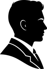 Sophisticated businessman silhouette profile, a powerful symbol of leadership, professionalism, and success for modern business branding and design projects