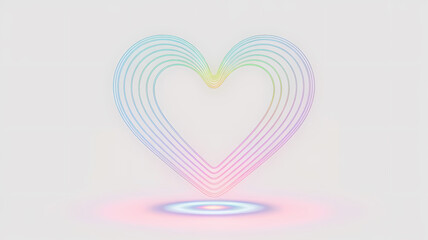 Rainbow Heart Outline with Glowing Base colorful abstract