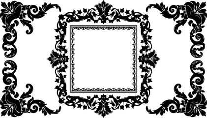 Elegant vintage frame design with intricate floral details and classic Victorian flourishes, perfect for invitations, announcements, and sophisticated branding