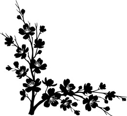 Fototapeta premium Elegant cherry blossom branch adds a touch of spring beauty to any design, perfect for invitations, cards, and wedding themes with delicate floral charm
