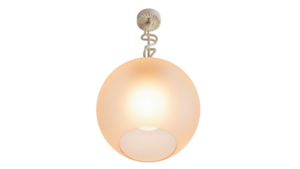 Modern sphere pendant lamp isolated PNG, contemporary lighting fixture with round shade on transparent background for interior design projects