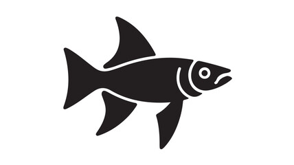 Fototapeta premium Black Fish Silhouette in Simple Modern Design with White Background for Logo or Icon