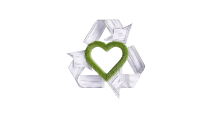 Recycle Symbol with Heart, Isolated