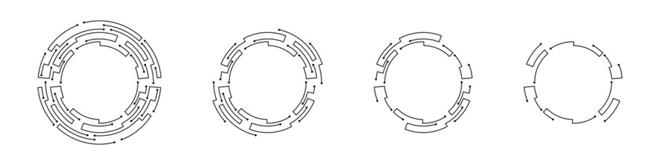 Abstract digital art featuring futuristic cyber circles resembling complex circuit patterns. © Богдан Скрипник