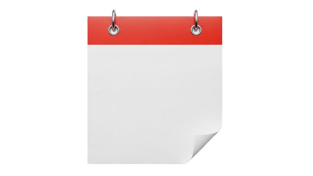 Red tear-off calendar PNG isolated on transparent background, blank page for date reminder and event planning mockup