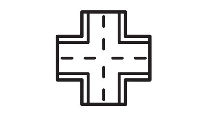 Fototapeta premium Simple black medical cross icon with clean lines on transparent background silhouette