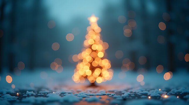 Glowing christmas tree in snowy forest - Powered by Adobe