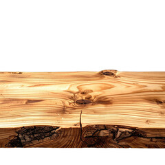 A close-up horizontal view of richly grained, light brown wood texture against a solid black background.