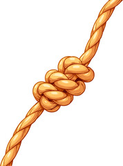 Decorative rope knot illustration isolated on white background, minimal nautical rope clipart