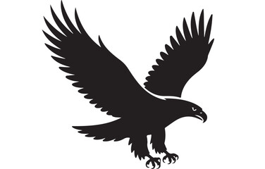 Obraz premium Eagle Silhouette in Dynamic Flight with Dramatic Shadows on White Background for Wildlife Logo