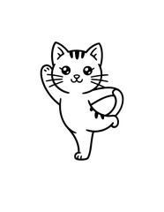 Obraz premium Zen Meditating Cats: Cartoon Doodle Outline Seamless Vector Pattern, Background of Cats in Yoga Pose, Namaste Vibes for Serenity 