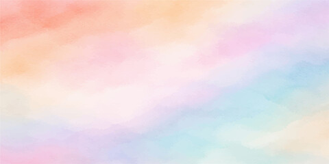 Abstract watercolor background with a colorful pastel rainbow gradient and soft bokeh light patterns creates a bright artistic texture for a vibrant blue and pink wallpaper illustration backdrop © NUR 0.2