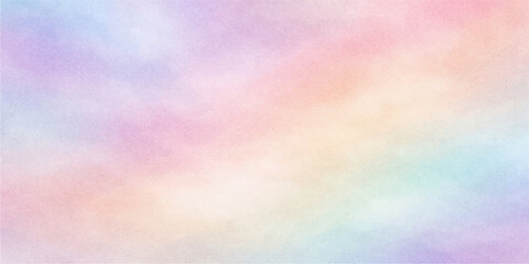 Bright abstract watercolor background with a colorful paint texture on vintage grunge paper featuring a rainbow gradient pattern of pink, blue, and yellow for a light artistic backdrop illustration